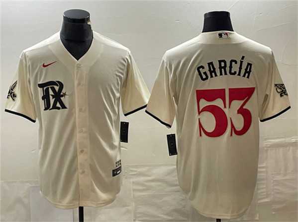 Mens Texas Rangers #53 Adolis Garcia Cream City Connect Cool Base Stitched Baseball Jersey